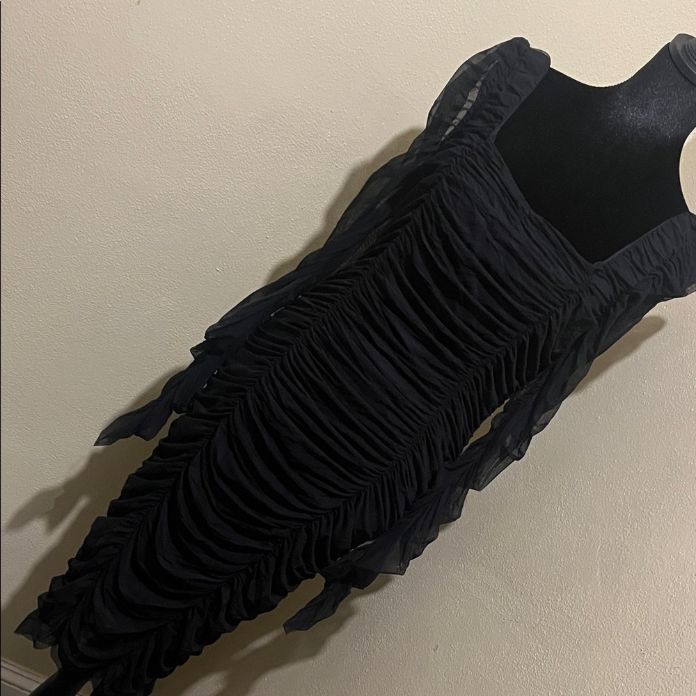 Sheer Overlay Ruched Dress - Picture 3 of 9